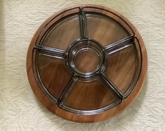 Vintage Midcentury Modern Lazy Susan - Rotating Condiment Tray or Server - Made by Digsmed in Denmark