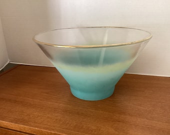 Vintage Blendo Turquoise Fade Bowl-Midcentury Retro Serving Bowl