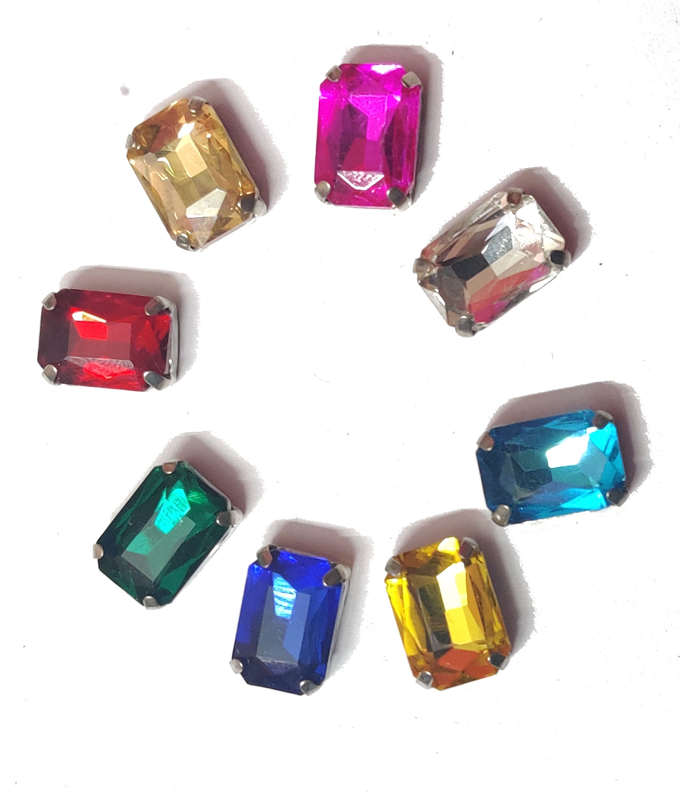 Mahabal Creations Sew On Rhinestone 15mm rectangle shape Rhinestone Crystal Beads Bling Decoration Kundan embroidery Beads stones