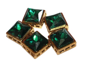 Mahabal Creations Crystal Clear Kundan Stones Glass Beads Square Shape for Jewellery Making and craft decorations- Size 15mm ( Pack of 10 )