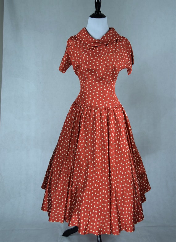 50s red polka dot dress