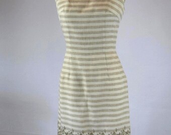 Sheath Dress - Embroidered Linen