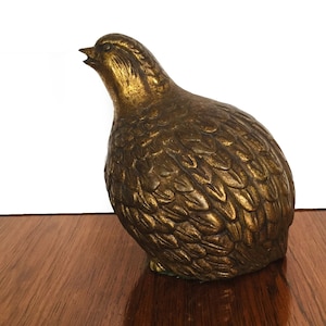 Vintage Partridge Statue, Patinated Brass Bird from Japan.