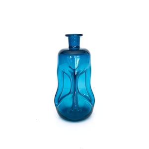 Pinched Blue Decanter/Vase, Kastrup, Holmegaard Glass, Midcentury, Vintage.