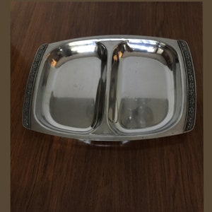 Stanley Roberts Japanese Two Section Stainless Steel Decorated Tray.