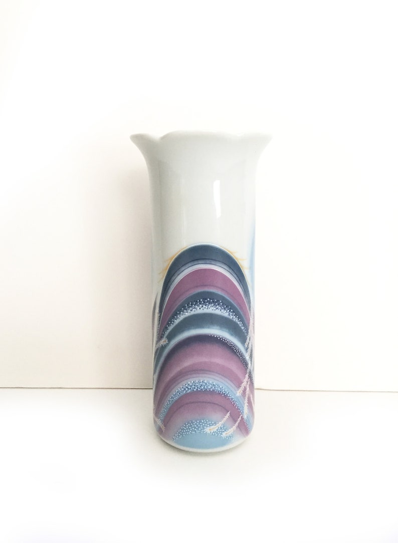 Mauve Porcelain Vase Aqua Vintage Andre Richard Blue White