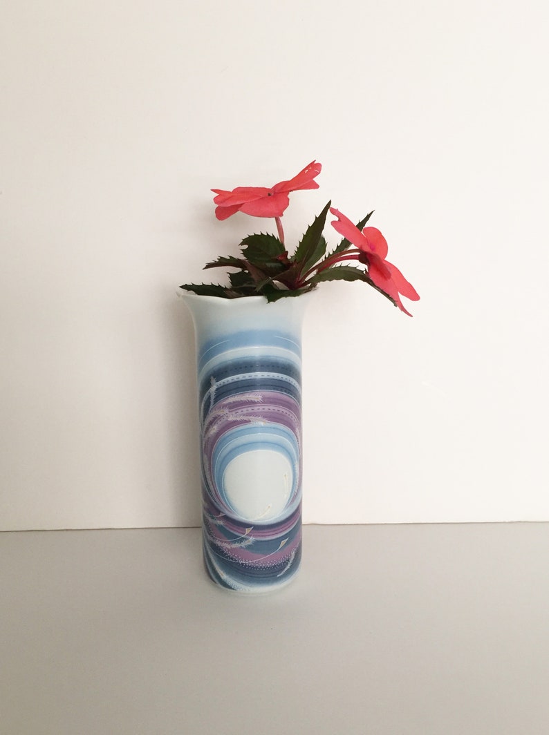 Mauve Porcelain Vase Aqua Vintage Andre Richard Blue White