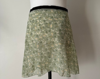 Ballet Wrap Skirt Retro Floral Green