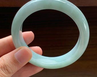52mm Certified Genuine Clear Water Green Jadeite Bangle Burmese Myanmar Type A Grade A Untreated Natural Jade Bracelet