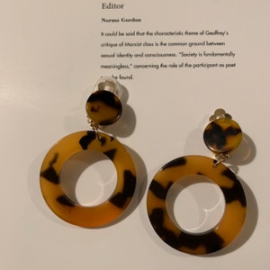 Amber Tortoise Shell Round Circle Hoop Resin Acetate Earrings | Etsy