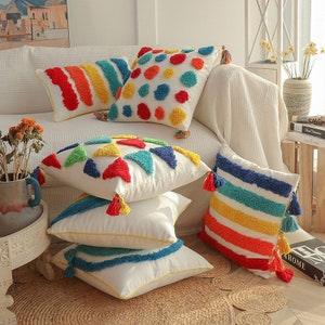 Modern Cute Rainbow Throw Pillow Covers Home Sofa Decor Decorative Pillow Case Childhood image 3