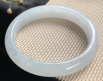 Fits like 51mm Certified Genuine Icy Clear Water Green Jadeite Bangle Burmese Myanmar Type A Grade A Untreated Oval Guifei Jade Bracelet