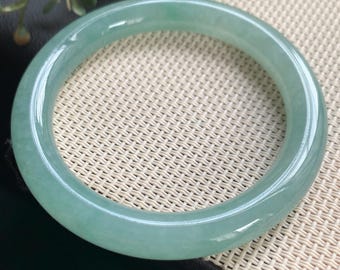 53.5mm Certified Genuine Icy Lake Green Jadeite Bangle Burmese Myanmar Type A Grade A Untreated Natural Jade Bracelet
