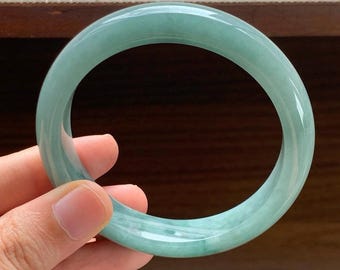 55mm Certified Genuine Rich Blue Green Jadeite Bangle Burmese Myanmar Type A Grade A Untreated Natural Jade Bracelet