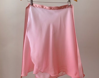 Ballet Wrap Skirt Dip-Dye White to Pink Long