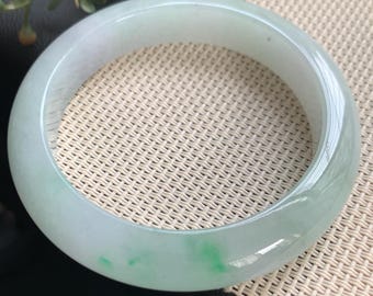 54.8mm Certified Genuine Icy Clear Water Vivid Green Floating Jadeite Bangle Myanmar Type A Grade A Untreated Natural Jade Bracelet