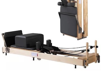 Wunder Pilates Portable Folding Pro Foldable Pilates  Reformer Machine Maple Wood Black