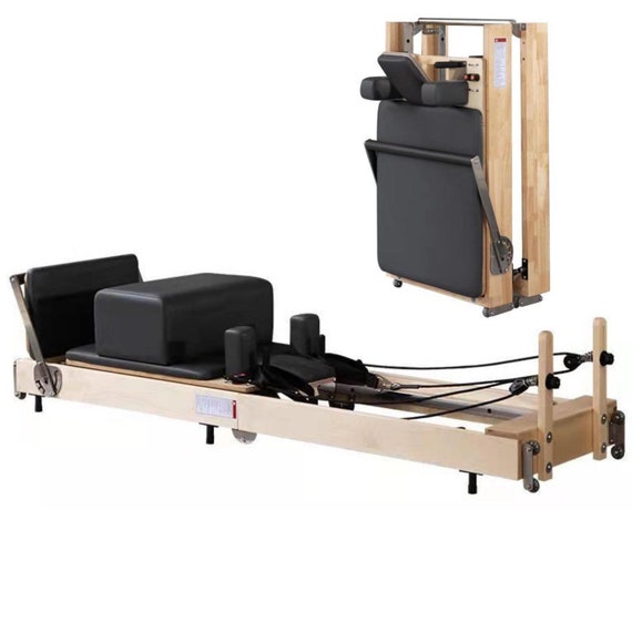 Wunder Pilates Portable Folding Pro Foldable Pilates Reformer Machine Maple  Wood Black 