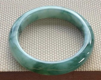 60.5mm Certified Genuine Vivid Green Floral Jadeite Bangle Burmese Myanmar Type A Grade A Untreated Natural Jade Bracelet