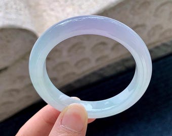 49mm Certified Genuine Icy Lavender Blue Light Purple Jadeite Bangle Burmese Myanmar Type A Grade A Untreated Bracelet Natural Jade