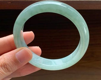 53mm Certified Genuine Light Clear Water Green Jadeite Bangle Burmese Myanmar Type A Grade A Untreated Natural Jade Bracelet
