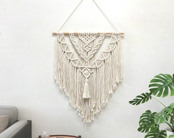 Boho Hanging Wall Decor Decorative Tapestry Gallery Wall - Woven Art Ivory