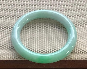 54.5mm Certified Genuine Sweet Fruit Green Jadeite Bangle Burmese Myanmar Type A Grade A Untreated Natural Jade Bracelet