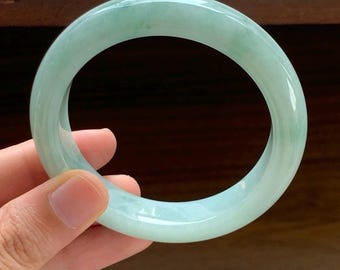 53.5mm Certified Genuine Sweet Green Floating Jadeite Bangle Burmese Myanmar Type A Grade A Untreated Natural Jade Bracelet
