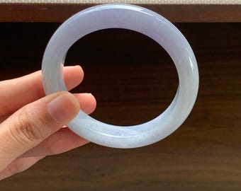 56.5mm Certified Genuine Soft Violet Lavender Jadeite Bangle Burmese Myanmar Type A Grade A Untreated Natural Jade Bracelet