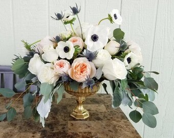 Gold Compote Vase - Gold Pedestal Vase - Gold Gobelt - Gold Wedding Vase