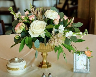 Gold Compote Bowl, Gold Compote Vase, Pedestal Vase, Wedding Centerpiece, Floral Centerpiece, Floral Decor, Wedding Decor, Table Centerpiece