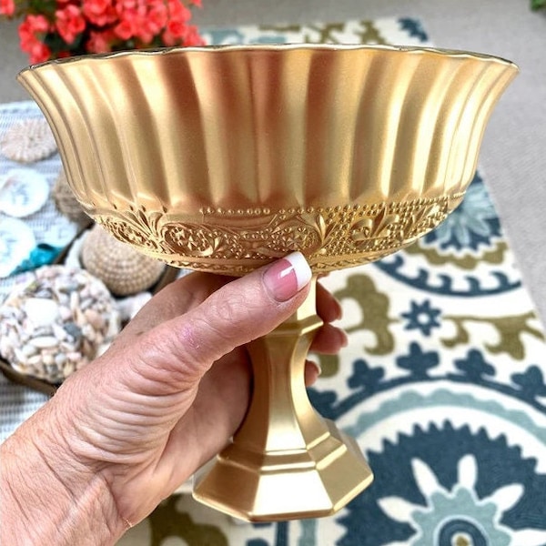 Pedestal Vase - Gold Compote Vases - Wedding Vase - Gold Vase - Table Centerpiece - Glam Wedding - Vase