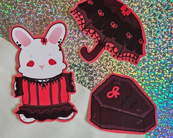 Goth Bunny Critter Sticker Set!