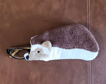 Hedgehog Shaped Soft Glasses Case Made of Microfiber Material, Case and Cleaning Cloth in One, Hedgehog Owner Gift