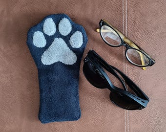 Animal Paw Print Shaped Soft Glasses Case Made of Microfiber Material, Case and Cleaning Cloth in One, Animal Lover Gift
