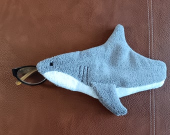 Shark Shaped Soft Glasses Case Made of Microfiber Material, Case and Cleaning Cloth in One, Shark Lover Gift