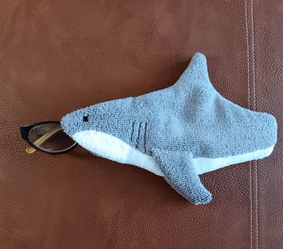 Shark Shaped Soft Glasses Case Made of Microfiber Material, Case and Cleaning Cloth in One, Shark Lover Gift