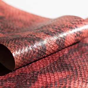 Piel de pez salmón, Piel Estampada Serpiente, piel con estampado de serpiente, piel grabada, piel con estampado de serpiente sobre piel salmón