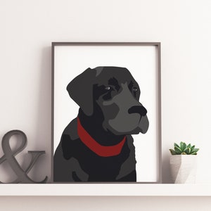 Dog Print - Black Labrador - Animal - Wildlife Print  - Illustration - Contrast - Black and White - Scandi - Scandinavian