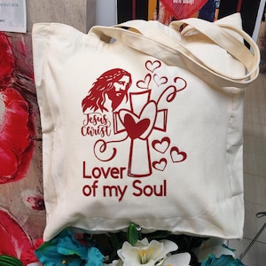 Jesus Tote Bag, Christian Canvas Totes, Easter Tote Bag, Religious Bag For Christian Women, Church Bag, Faith Based Gifts