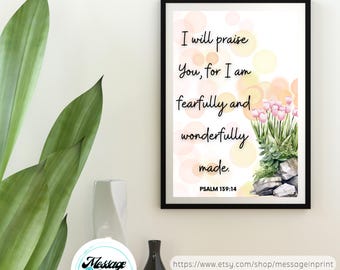 Versetto biblico del Salmo 139: stampa: arredamento cristiano per la casa (download digitale)