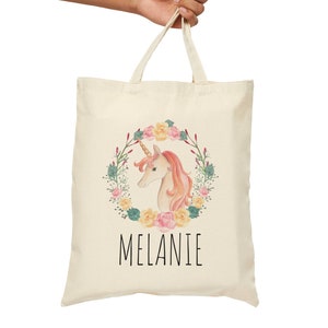 Kids Personalized Name Tote Bag, Custom Name Kid Book Bag, Kid&#39;s Canvas Tote, Library Tote Bag for Kids, Preschool Daycare Kid&#39;s Bag