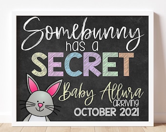 EDITABLE Easter Themed Pregnancy Announcement, Cute Customized Sign, instant download, diy, corjl product - edit and print now!