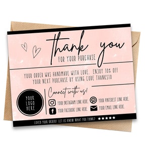 Printable Thank You Cards Business Customizable Template Small Business Thank You For Your Purchase Editable Customer Packaging Insert YH10