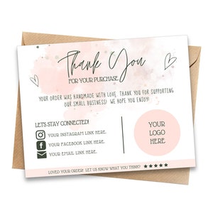 Printable Thank You Cards Business Customizable Template Small Business Thank You For Your Purchase Editable Customer Packaging Insert YH3