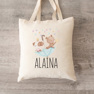 Personalized Kids Tote Bag, Children&#39;s Canvas Book Bag, Daycare Preschool Tote, Customizable with Child&#39;s Name, Eco-Friendly Tote Bag