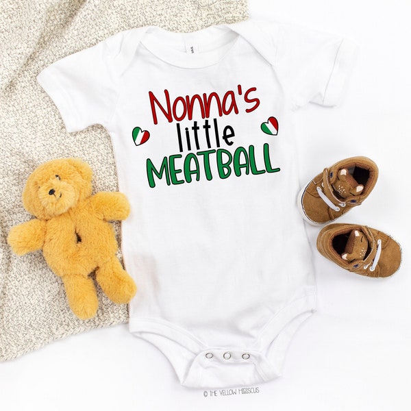 Nonna's Little Meatball Italian Grandmother Simple Baby Bodysuit Silly & Unique Designs For Your Little One sizes 3m - 24m