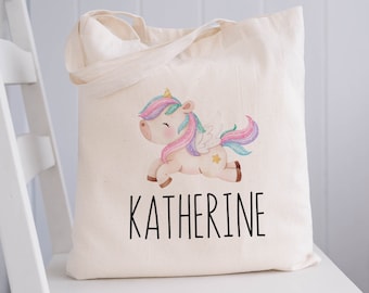 Personalized Kids Tote Bag, Children&#39;s Canvas Book Bag, Daycare Preschool Tote, Customizable with Child&#39;s Name, Eco-Friendly Tote Bag