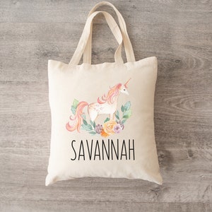 Kids Personalized Name Tote Bag, Custom Name Kid Book Bag, Kid's Canvas Tote, Library Tote Bag for Kids, Preschool Daycare Kid's Bag