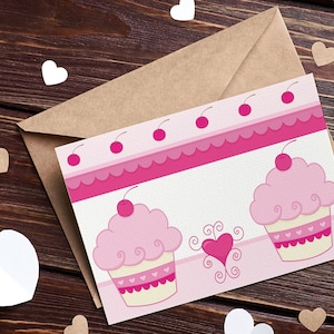 Cute Note Cards, Blank Inside, Cupcakes, Bakery Stationery Themed Cards With Envelopes, Cute 3.5x5 blank Stationery Sets